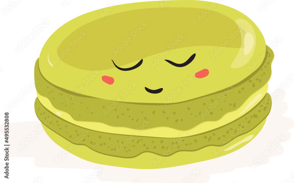 Sweet cute macaroon with funny face illustration Sweet cute macaroon with funny face illustration