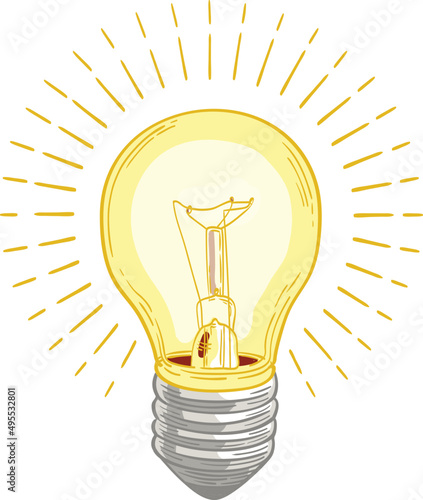 Incandescent lightbulb glowing illustration