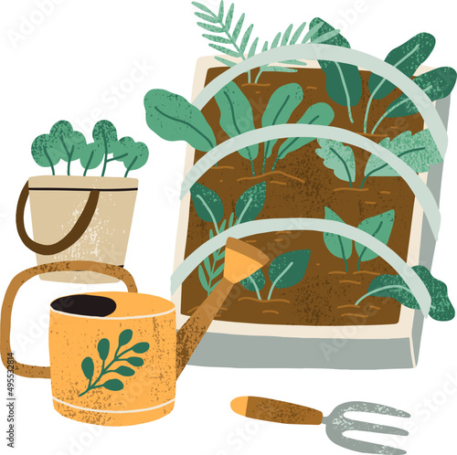 Farming and greens cultivation concept illustration