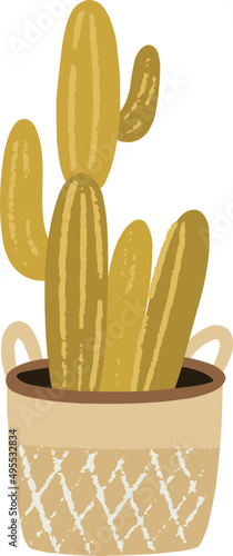Interior cactus in pot illustration