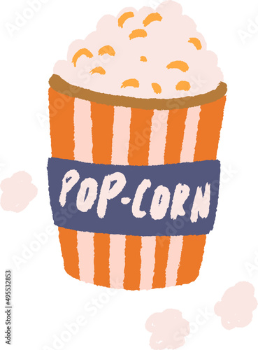 Retro-styled popcorn bucket illustration