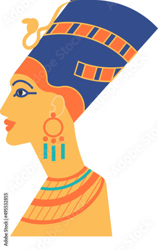 Ancient bust of Nefertiti or Neferneferuaten illustration