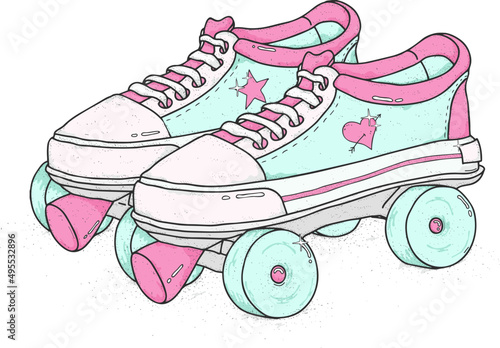 Quad roller skates illustration