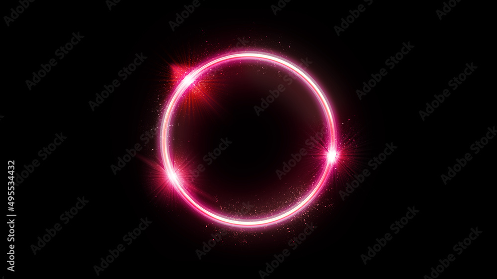 Digital neon circle on black background for your project Digital neon circle on black background for your project