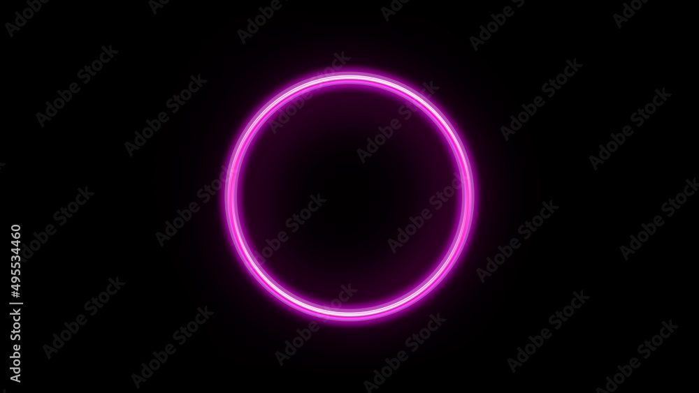 Digital neon circle on black background for your project