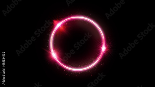 Digital neon circle on black background for your project