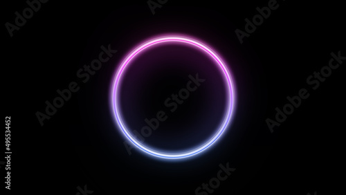 Digital neon circle on black background for your project