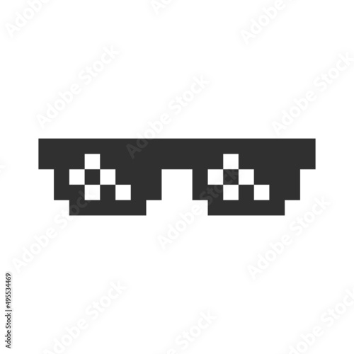 Black simple pixel sun glass es vector icon . Vector illustration