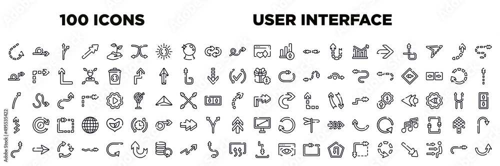 Vetor de user interface 100 editable thin line icons set. user ...