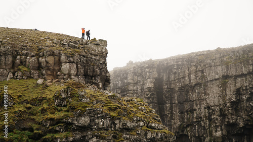 Ásmundarstakkur sea stack located at Suduroy Island in the Faroe Islands. photo