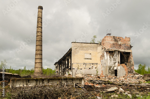 Abandoned houses. Forgotten, abandoned ghost town Skrunda, Latvia. Former Soviet army radar station.