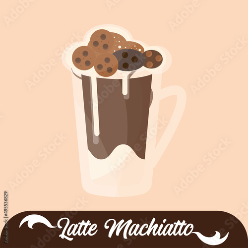 Isolated latte machiatto coffee drink Vector