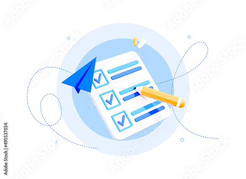 Bilde på lerret 3D Checklist or task list with completed business assignments