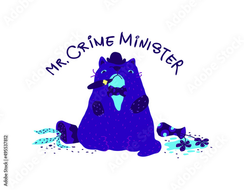 Mister crime minister cat lover greeting card design 