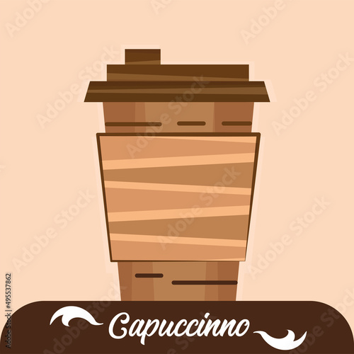 Isolated hot capuccino coffee drink Vector