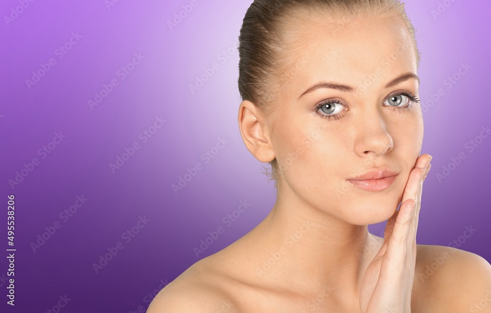 Young beautiful woman with a mesh of thread lifting on her face. Professional cosmetology concept. Young beautiful woman with a mesh of thread lifting on her face. Professional cosmetology concept.