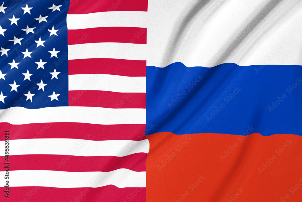 USA and Russia flags together concept USA and Russia flags together concept