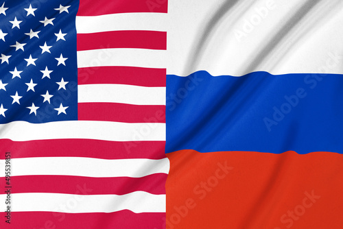 USA and Russia flags together concept