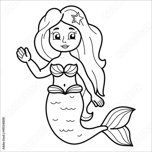 cute cartoon mermaid coloring book. children's book illustration
