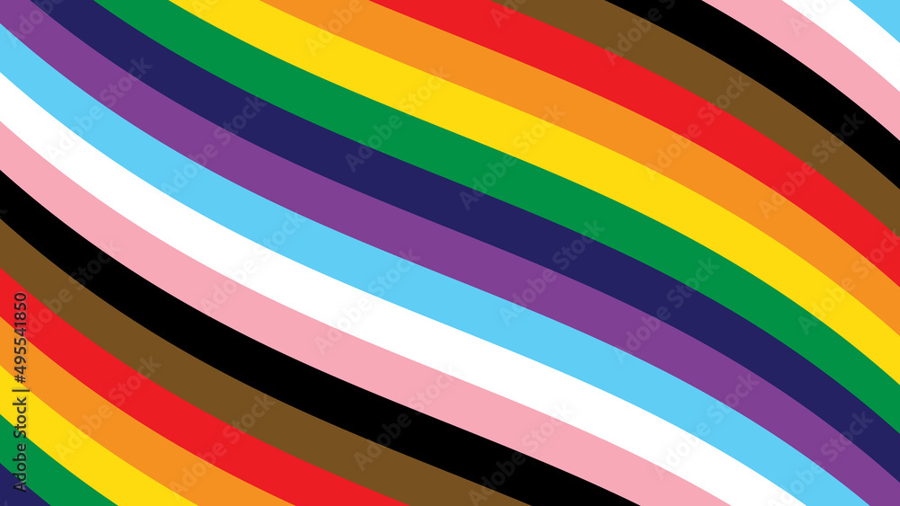 LGBT Rainbow Background. LGBTQ Gay Pride Rainbow Flag Background. Stripe Pattern Vector Background with Progress Pride Flag Colours - obrazy, fototapety, plakaty 
