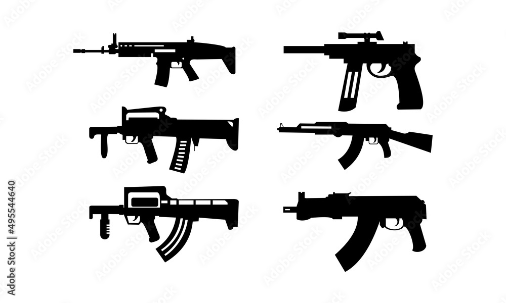 set template weapon machine gun vector logo
