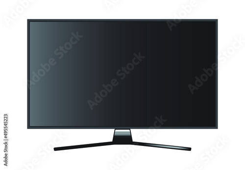 TV flat screen lcd, plasma, tv mock up. Black blank HD monitor mockup. Modern video panel black flatscreen.Isolated on white background. Widescreen show your business presentation on display device.