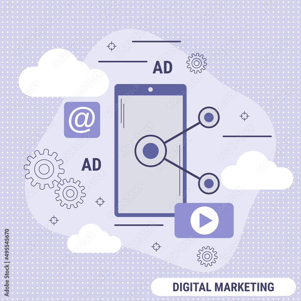 Digital marketing, promotion, advertising flat design style vector concept illustration Digital marketing, promotion, advertising flat design style vector concept illustration