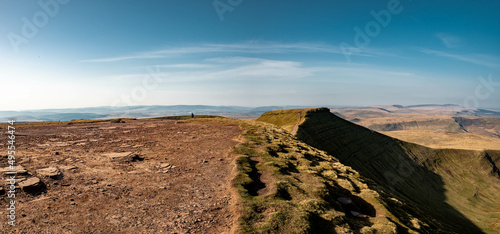 View of corn du from pen y fan during spring 2022, south wales brecon beacons