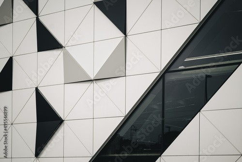 modern architecture with black and white triangle shapes