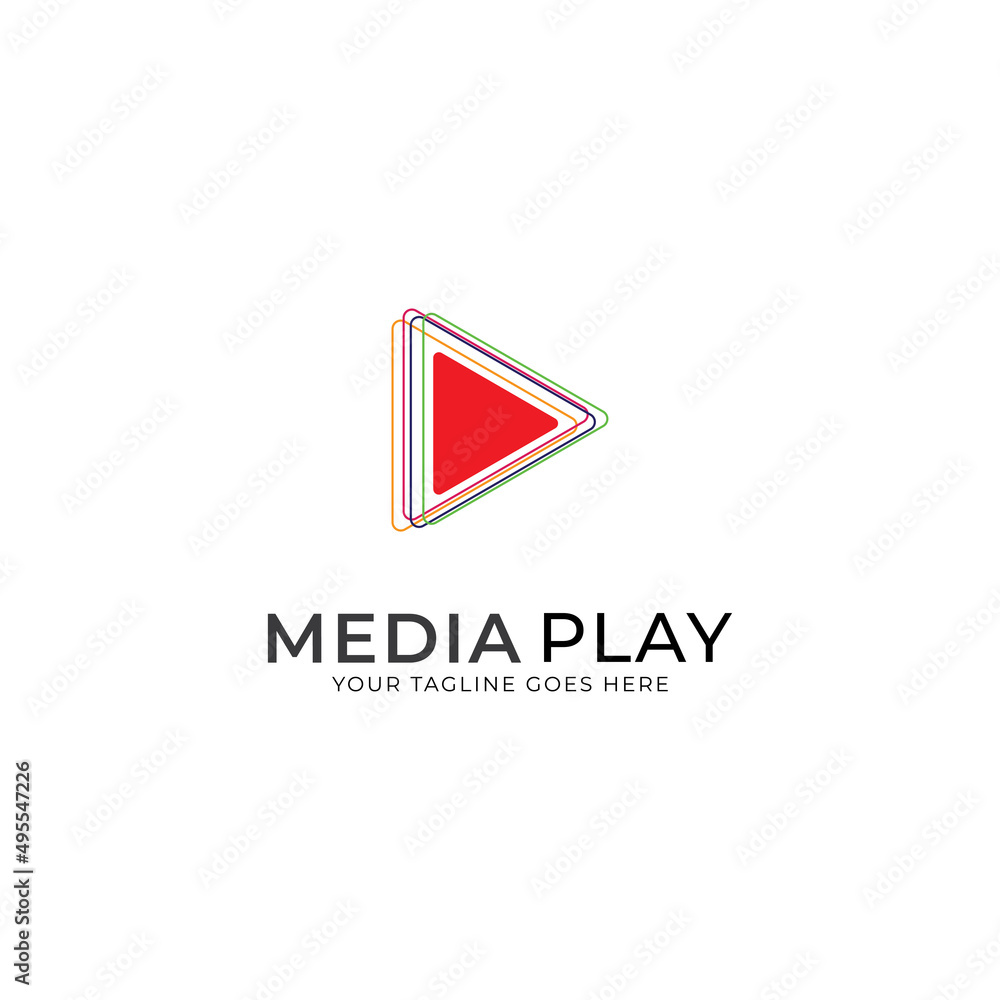 Vector play button logo design template with glass blur effect Vector play button logo design template with glass blur effect