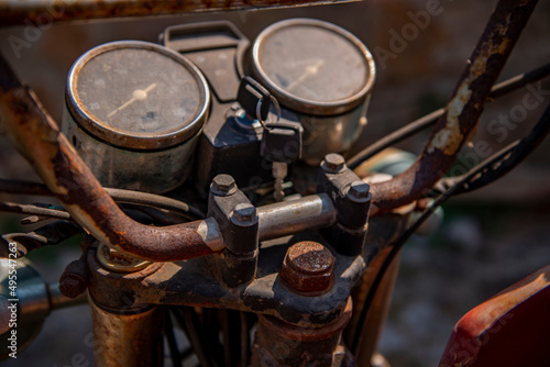 Detail of rusted motorcycle 