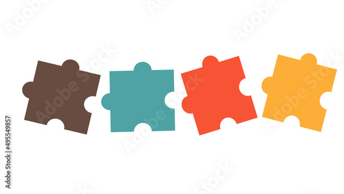 Flat jigsaw flamework icon, group fpr teamwork diagram, or step by step to success concept.vector illustration. photo