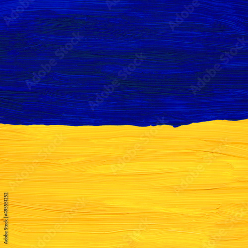 Oil brush texture color Ukraine flag - blue and yellow. National symbols of the country.