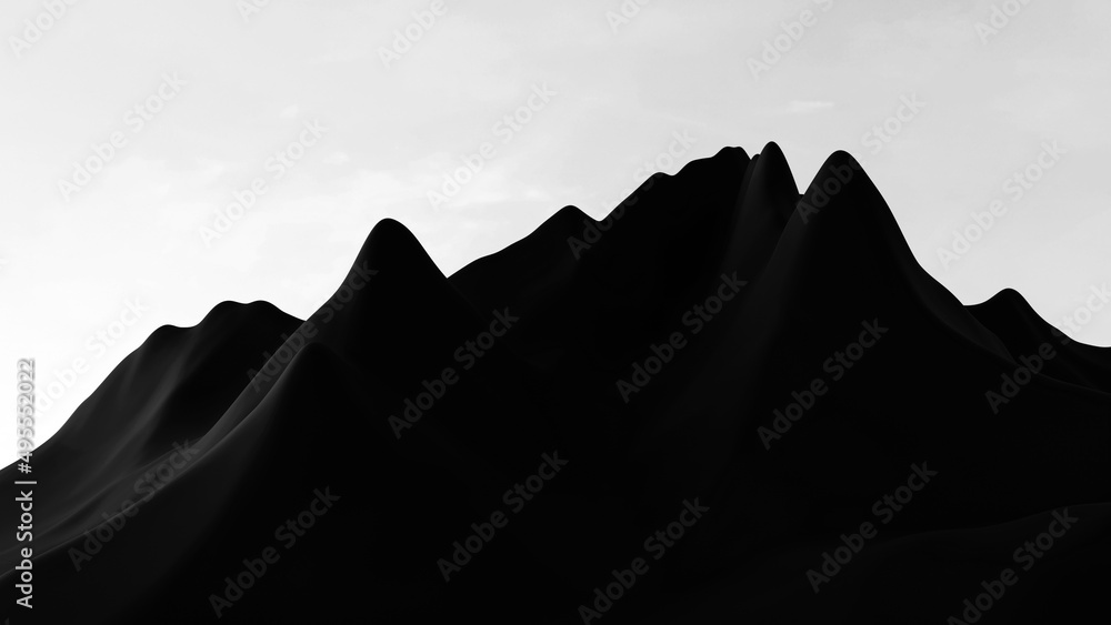 Landscape. Mountain illustration. Abstract illustration. Black and white. Minimal modern concept