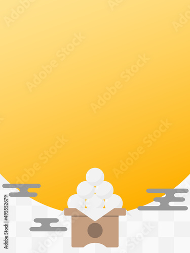 お月見の背景　縦位置　ホワイト