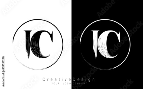 IC letter logo design template vector