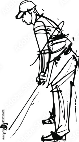 the vector sketch illustration of the golf player