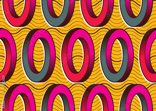 seamless pattern of african textile art, circle abstract image and background, fashion artwork for print, vector file eps10.