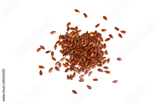 Flax seeds on white background photo