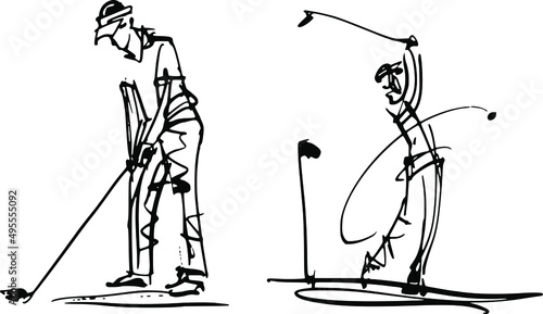the vector sketch illustration of the golf player