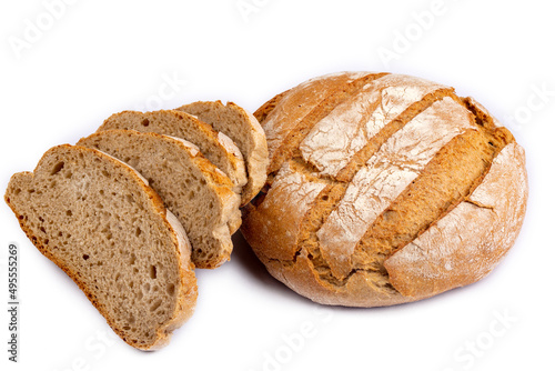 Sourdough bread on a white background (Turkish name; eksi maya ekmegi)