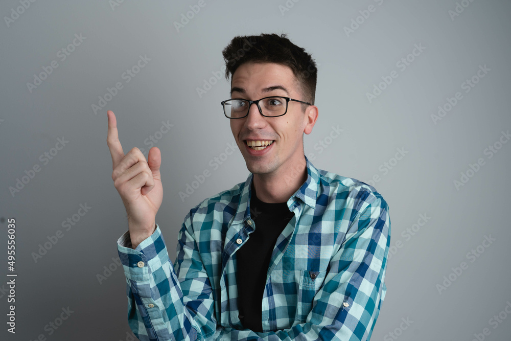 A male person in photo studio got an idea A male person in photo studio got an idea