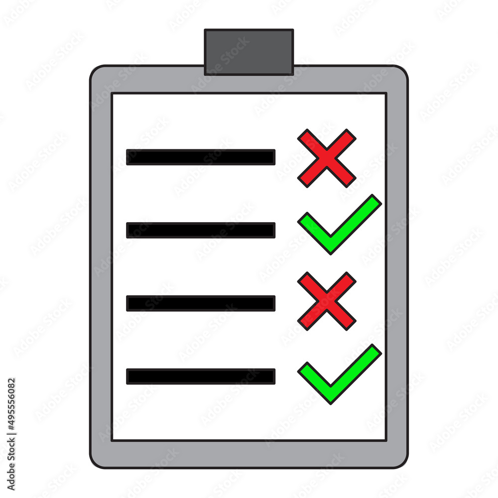 Checklist with notes. Clipboard, checklist, document symbol. Good feedback concept. Tick icon. Vector illustration. stock image. Checklist with notes. Clipboard, checklist, document symbol. Good feedback concept. Tick icon. Vector illustration. stock image.