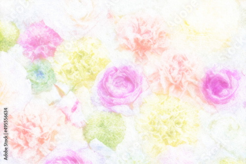 Colorful floral arrangements painted in pastel colors