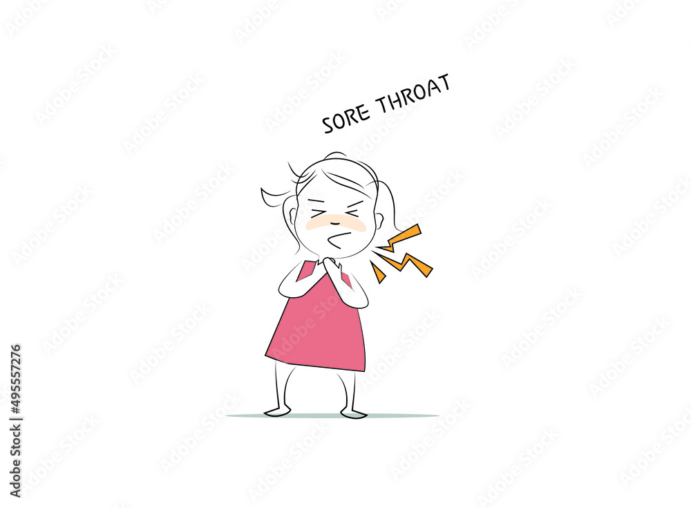 Sore throat. Doodle style character. An illustration of simple human movements and emotions. Sore throat. Doodle style character. An illustration of simple human movements and emotions.
