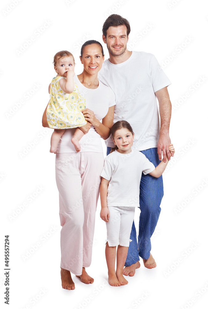 Our beautiful family.... Studio portrait of a happy family with two children.