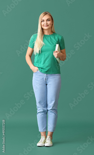Beautiful woman with book o...