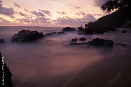 Sunset ocean, indonesia, wave, bright sunset