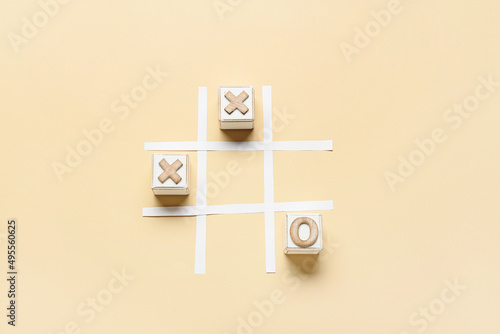 Tic-tac-toe game on color background