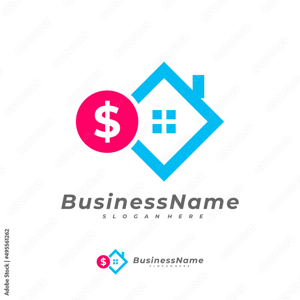 Money House logo vector template, Creative Money logo design concepts Money House logo vector template, Creative Money logo design concepts